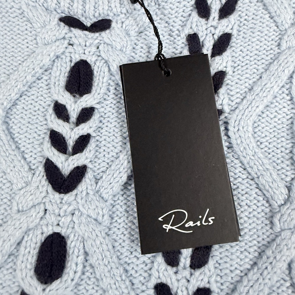 Rails Sweater Womens Small Sky Blue Navy Cable Chunky Knit NEW W/ Dust Bag - Picture 5 of 6
